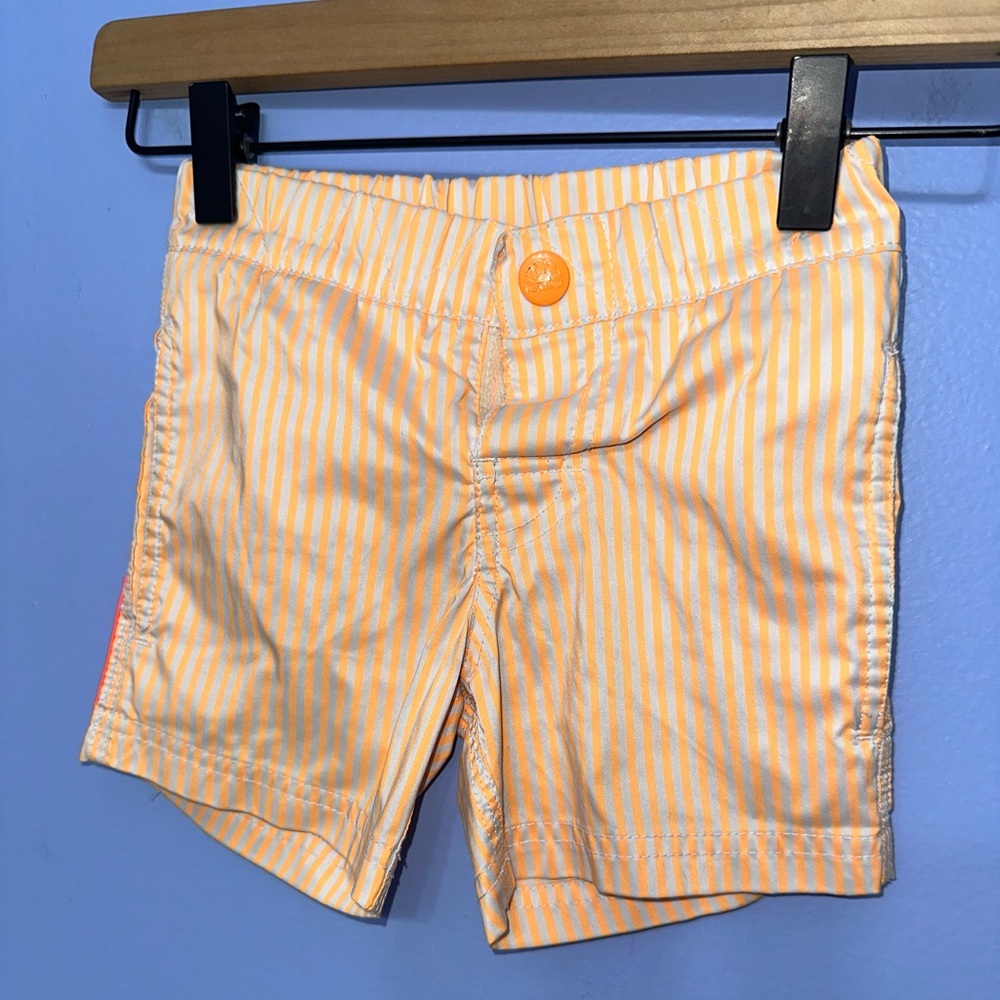 Sundek‎ Toddler Orange White Swim Striped Board Shorts EUC Size 2